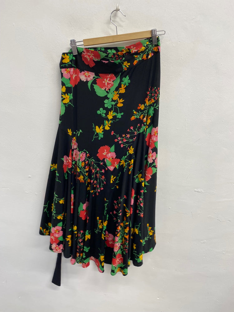 Fabulous Cabi Wrap skirt Uk 10 Black multicolor floral LG276