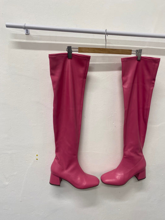 Fabulous Essex Glam Knee high Barbie Boots UK6 Fuchia  Pink LG276