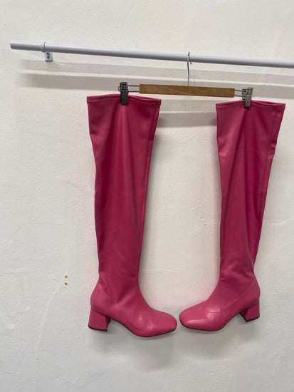 Fabulous Essex Glam Knee high Barbie Boots UK6 Fuchia  Pink LG276