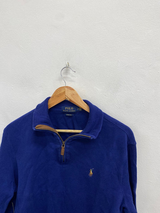 Fabulous Polo Ralph Lauren Sweater knit rib estate cotton UK M Blue LG276