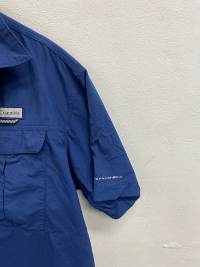 Fabulous Columbia Shirt UK M Blue omni shield LG276