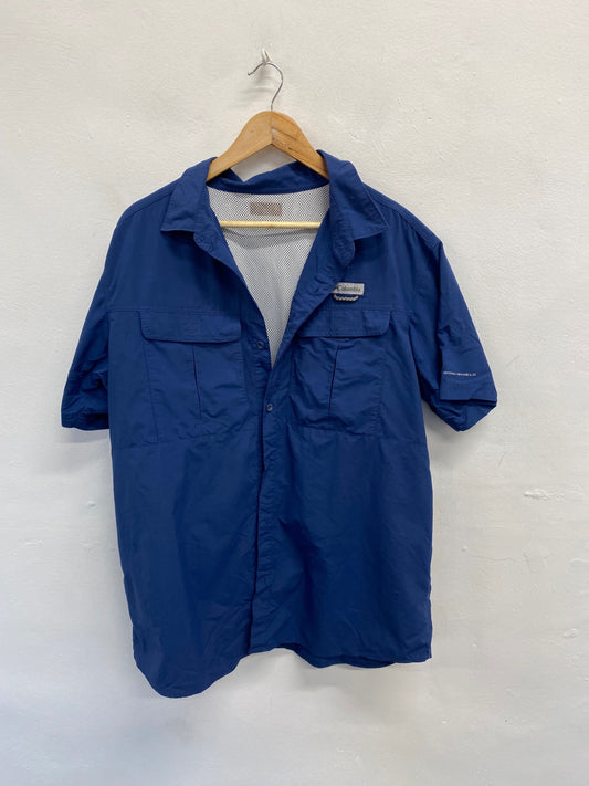 Fabulous Columbia Shirt UK M Blue omni shield LG276