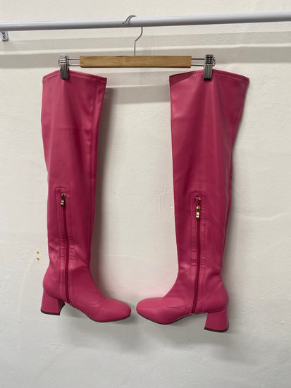 Fabulous Essex Glam Knee high Barbie Boots UK6 Fuchia  Pink LG276