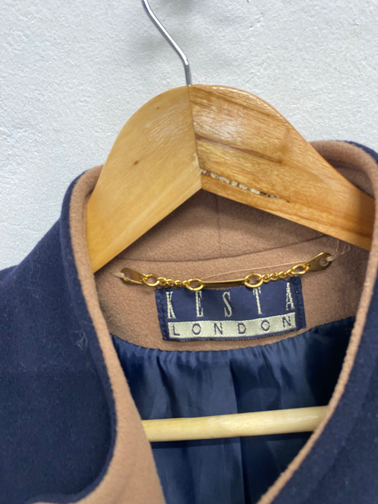 Fabulous Kesta London Peacoat UK 10 Navy tan LG276