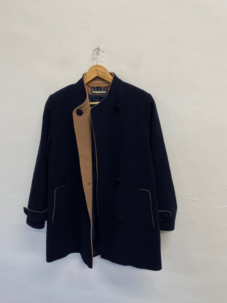 Fabulous Kesta London Peacoat UK 10 Navy tan LG276
