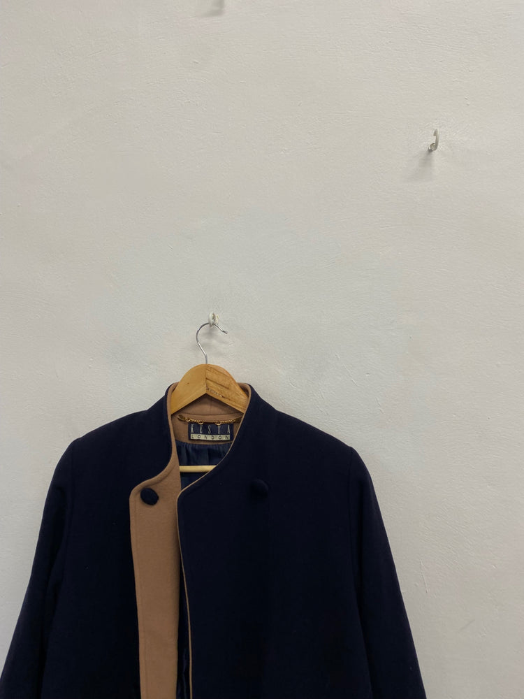 Fabulous Kesta London Peacoat UK 10 Navy tan LG276