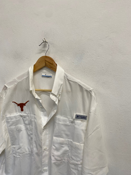 Fabulous Columbia Shirt UK M White Texas longhorns LG276