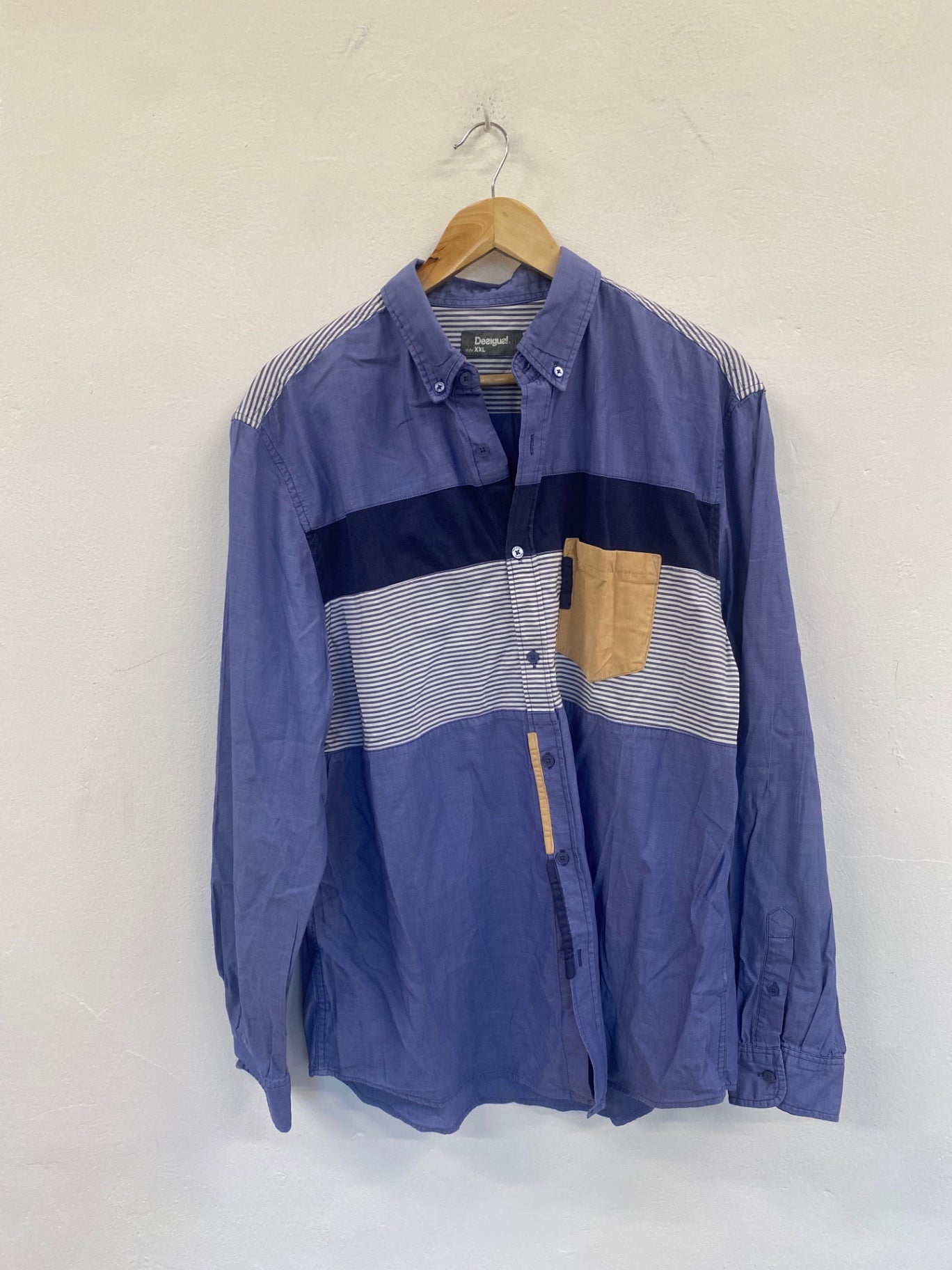 Fabulous Desigual block patterned Shirt XXL Blue LG276