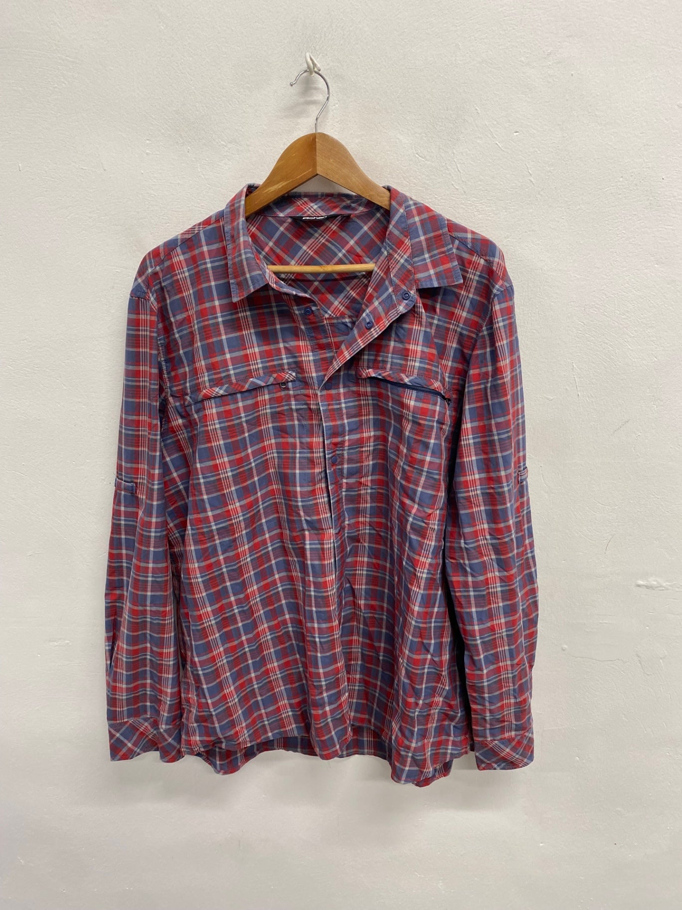 Fabulous Rohan Shirt UK XL Red and Blue checked popper LG276