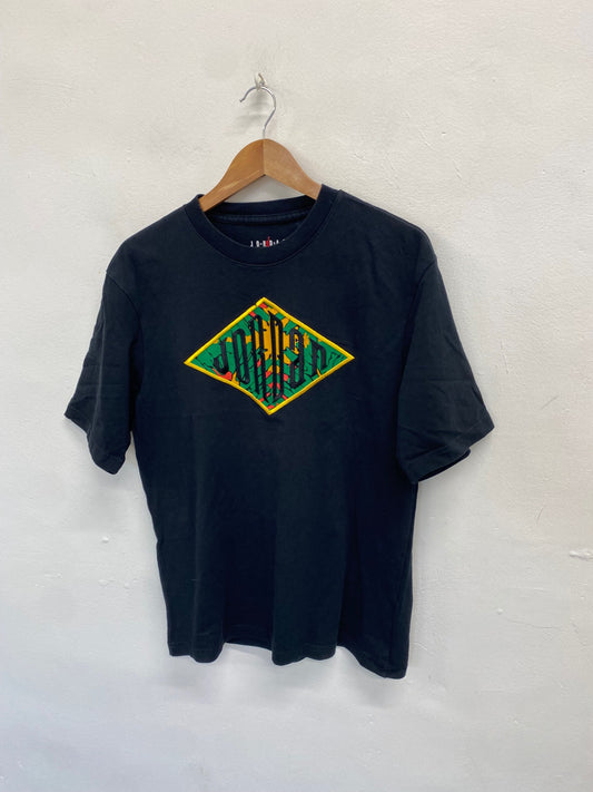 Fabulous Nike jordan diamond logo T-Shirt UK S Black green LG276
