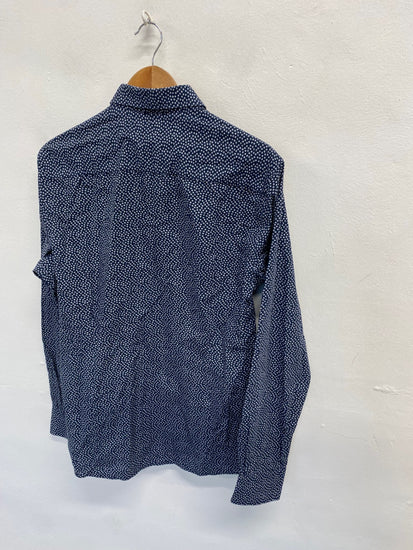 Fabulous Bruun & stengade Shirt 16.5" Navy Blue spotted Slim fit LG276