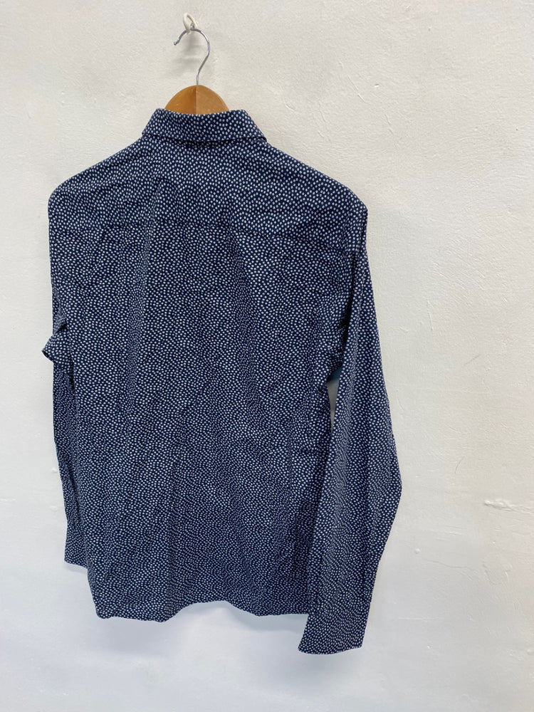 Fabulous Bruun & stengade Shirt 16.5" Navy Blue spotted Slim fit LG276