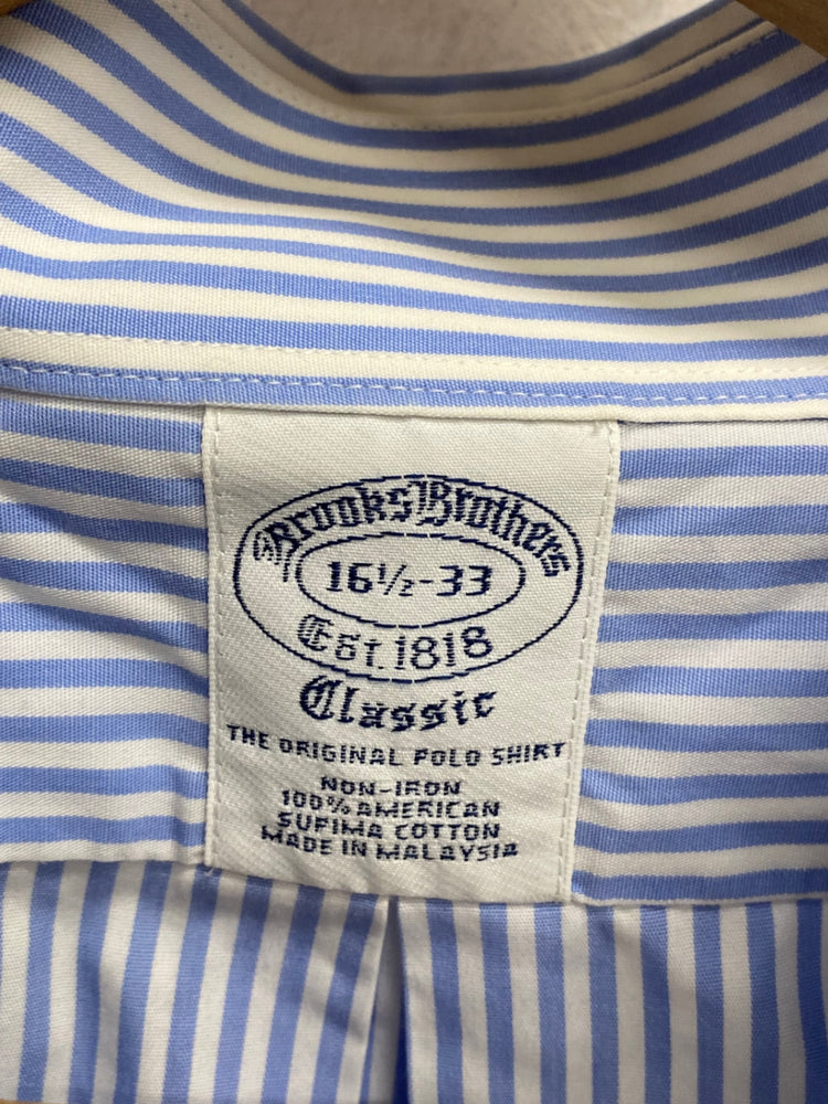 Fabulous Brooks Brothers Shirt 16.5" Blue and White Stripes LG276
