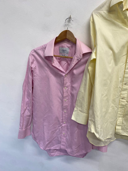 Fabulous duo of Charles Tyrwhitt Shirt 15.5" Pink and Yellow slim fit #850 LG276