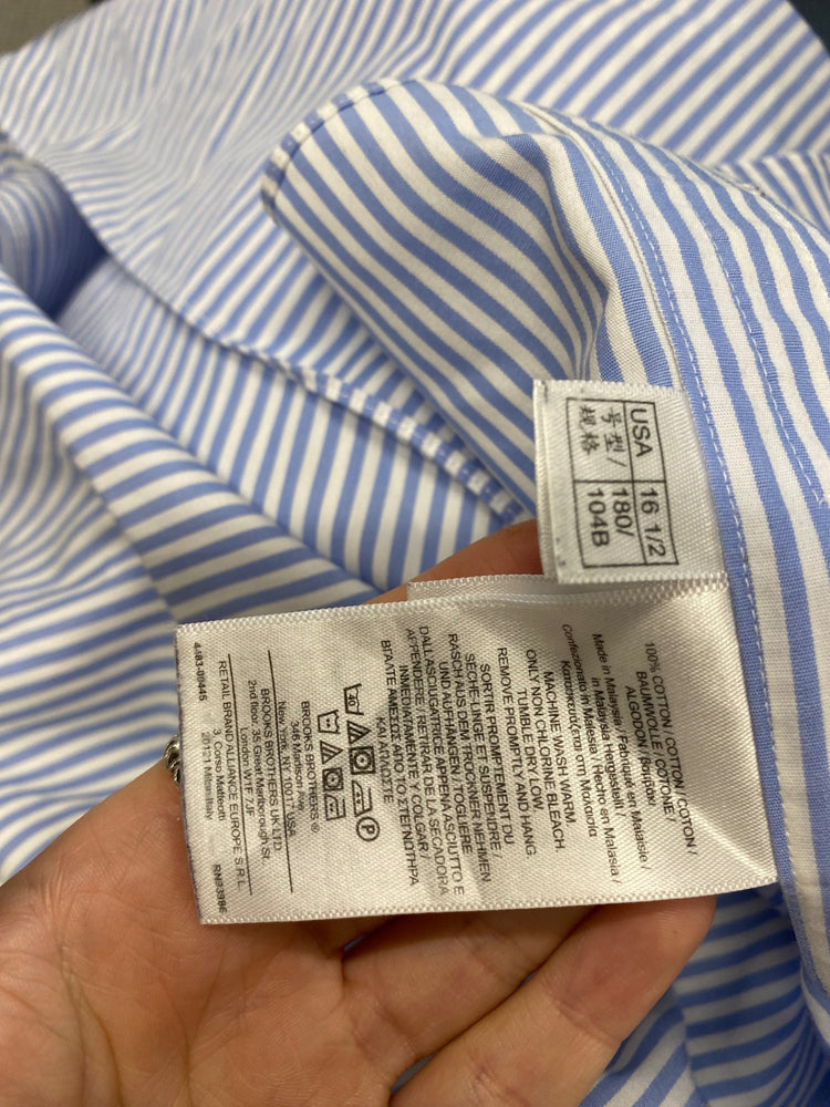 Fabulous Brooks Brothers Shirt 16.5" Blue and White Stripes LG276