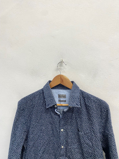 Fabulous Bruun & stengade Shirt 16.5" Navy Blue spotted Slim fit LG276