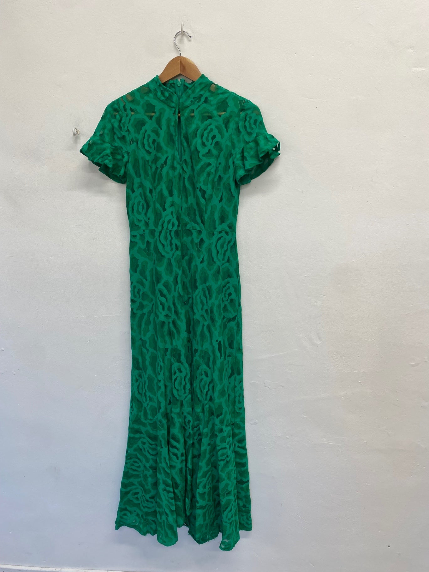 Fabulous Damsel in a dress Maxi Dress UK 10 Green lace CP002