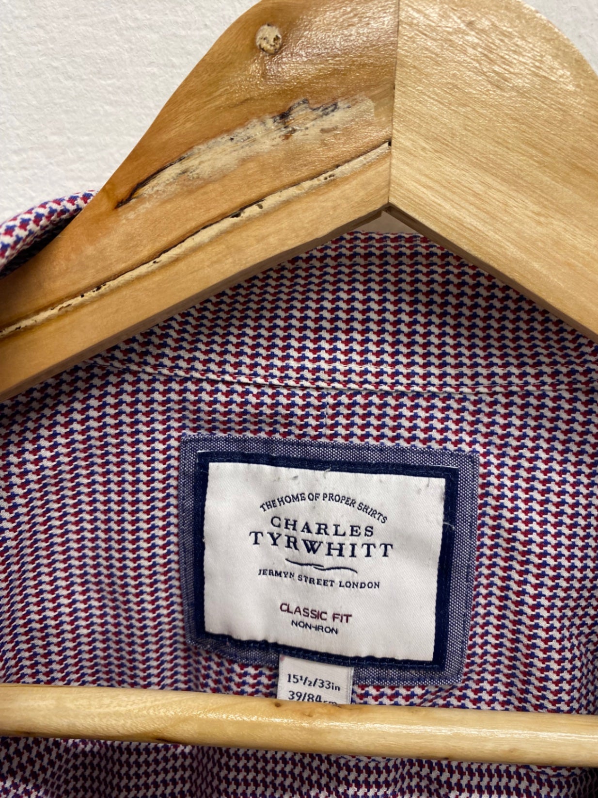 Fabulous duo of Charles Tyrwhitt Shirt 15.5" mint green purple pattern #851 LG276