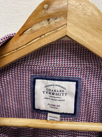 Fabulous duo of Charles Tyrwhitt Shirt 15.5" mint green purple pattern #851 LG276