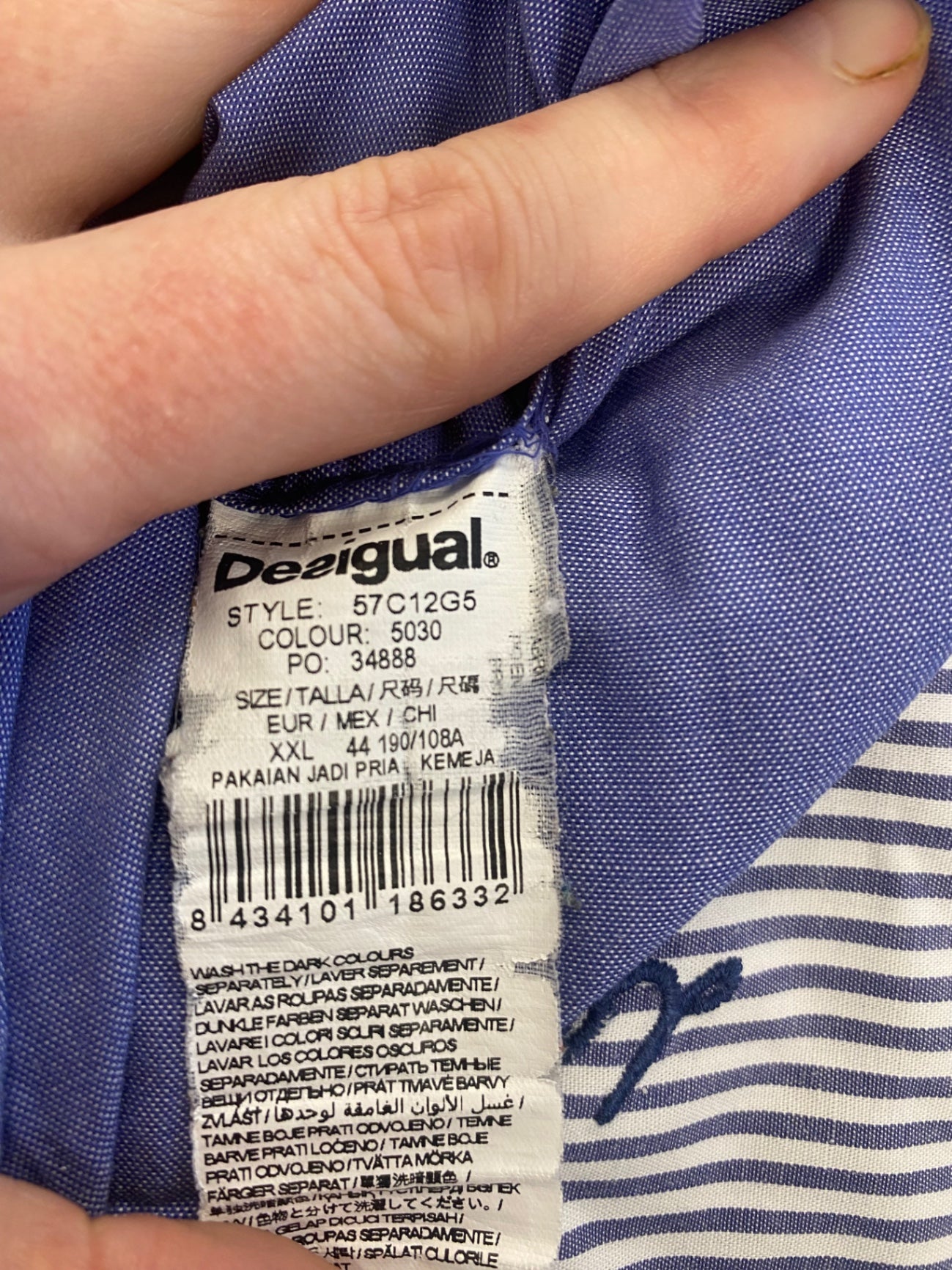 Fabulous Desigual block patterned Shirt XXL Blue LG276