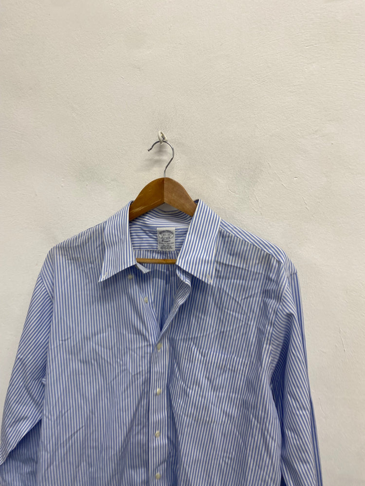 Fabulous Brooks Brothers Shirt 16.5" Blue and White Stripes LG276