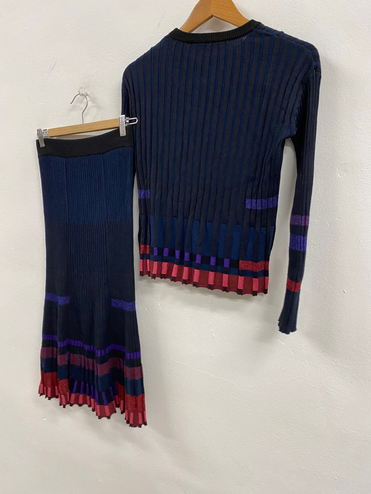 Fabulous Kenzo occasion party outfit Dress Co ord UkXS Metallic Navy NF494