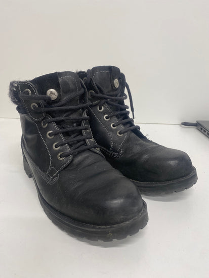 Fabulous Wrangler leather fur trim Boots UK5 Black GS502