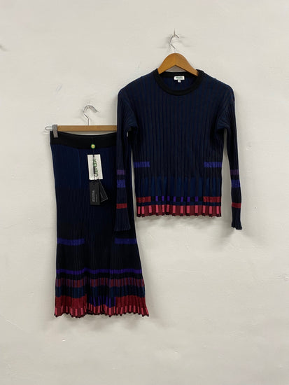 Fabulous Kenzo occasion party outfit Dress Co ord UkXS Metallic Navy NF494