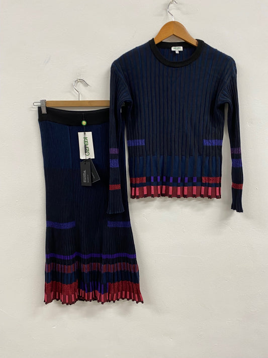 Fabulous Kenzo occasion party outfit Dress Co ord UkXS Metallic Navy NF494