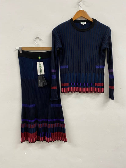 Fabulous Kenzo occasion party outfit Dress Co ord UkXS Metallic Navy NF494