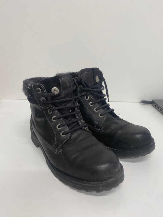 Fabulous Wrangler leather fur trim Boots UK5 Black GS502