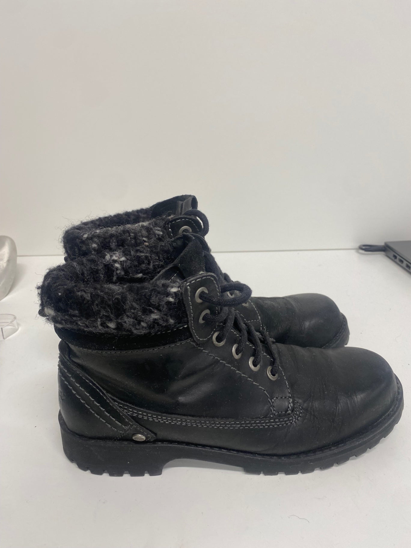 Fabulous Wrangler leather fur trim Boots UK5 Black GS502