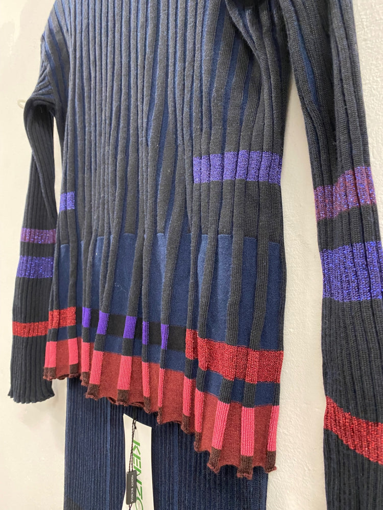 Fabulous Kenzo occasion party outfit Dress Co ord UkXS Metallic Navy NF494