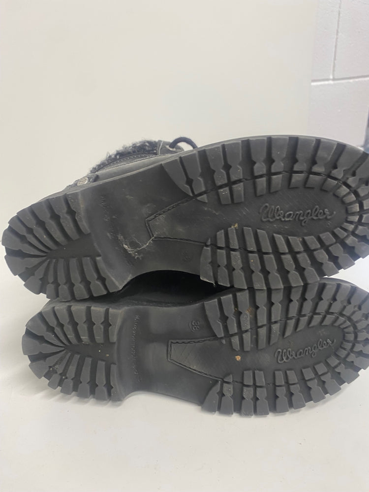 Fabulous Wrangler leather fur trim Boots UK5 Black GS502
