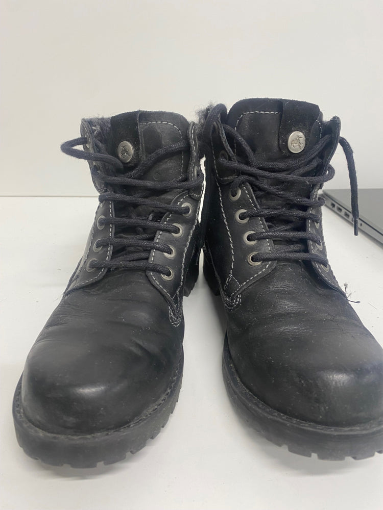 Fabulous Wrangler leather fur trim Boots UK5 Black GS502