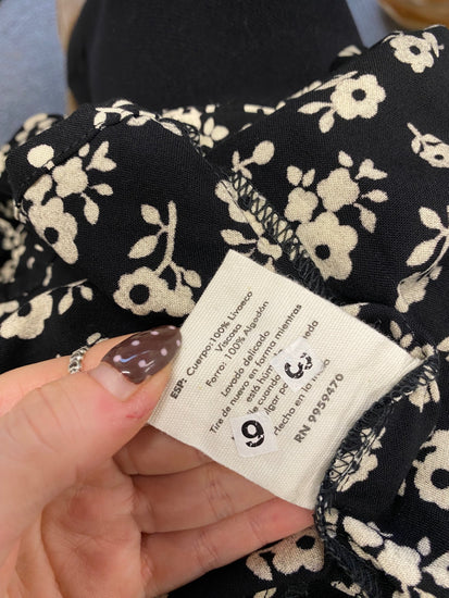 Fabulous Joanie Midi Dress UK 12 Black beige floral PT503