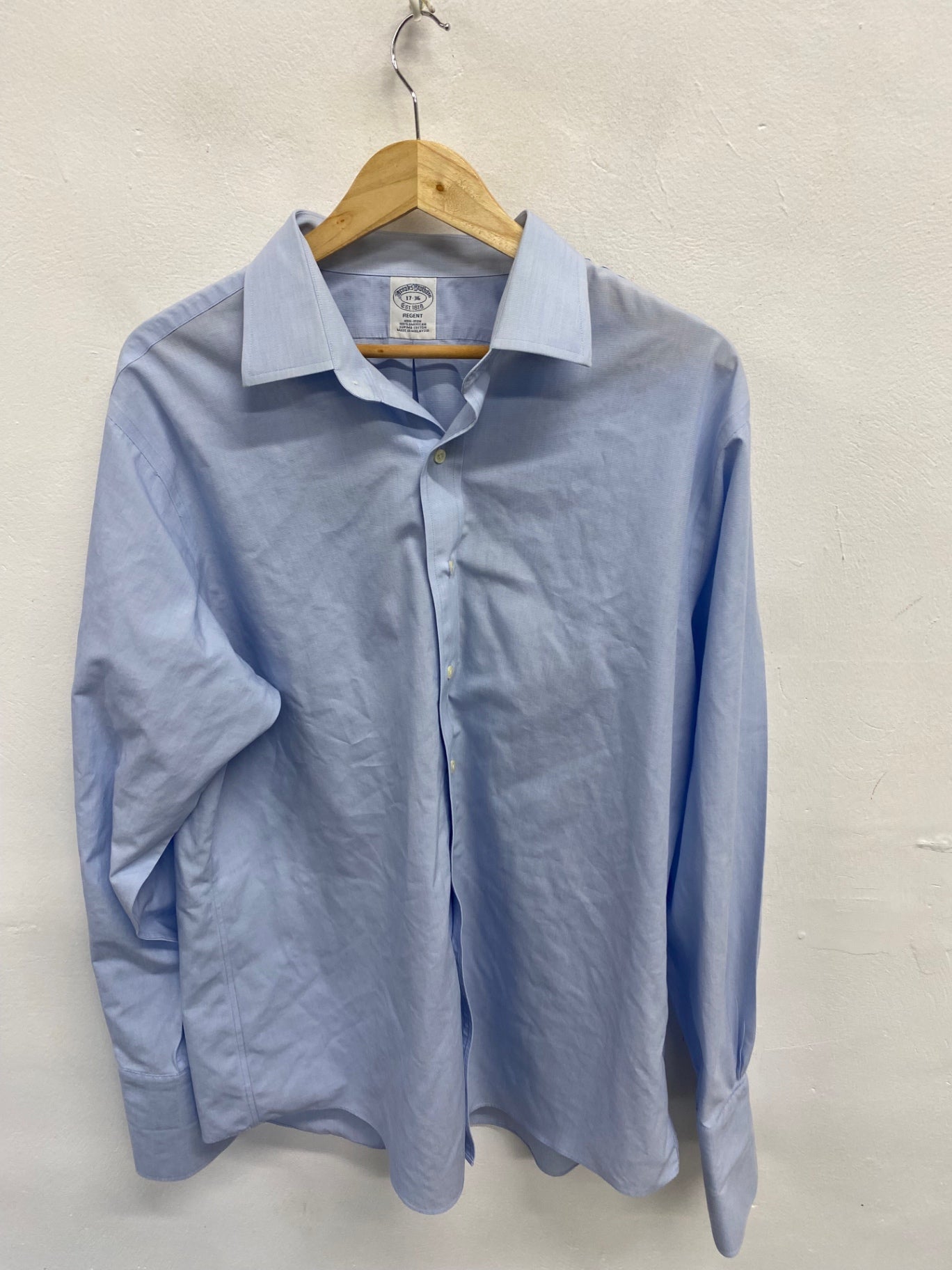 Fabulous Brooks Brothers Shirt 17” formal French cuff Light Blue SH493