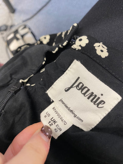 Fabulous Joanie Midi Dress UK 12 Black beige floral PT503