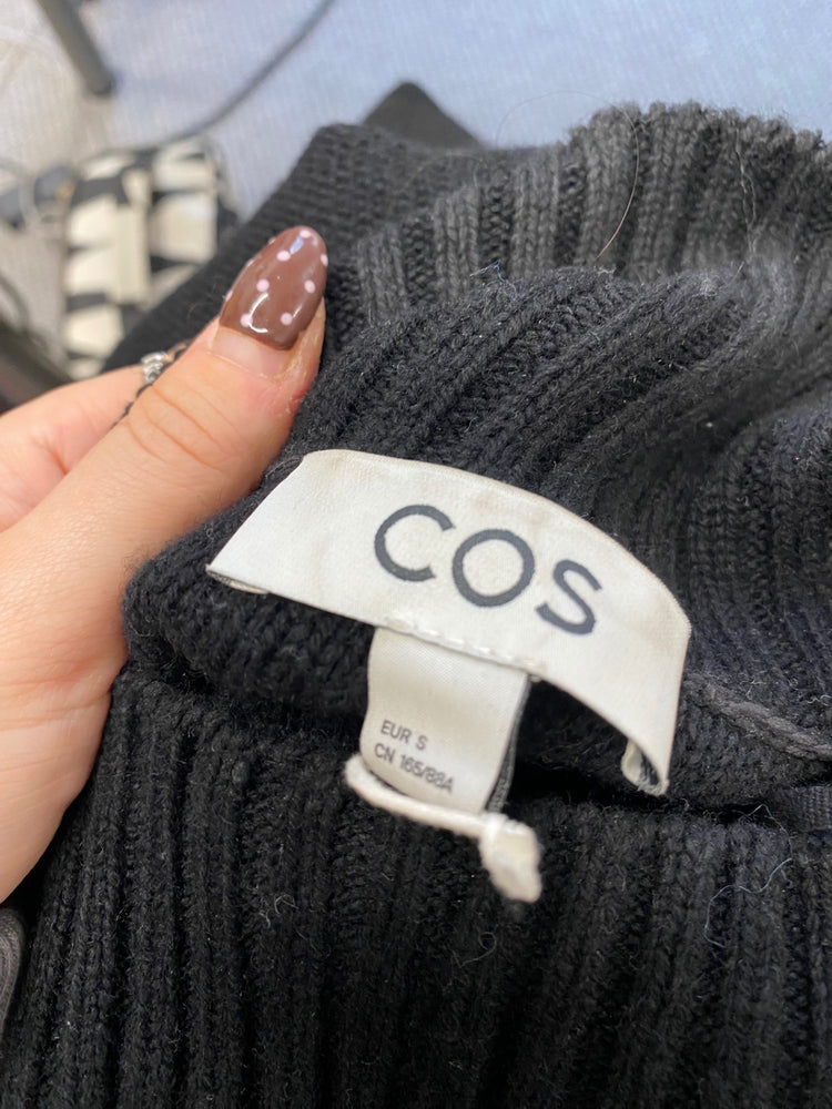 Fabulous Cos 100% wool Knitted Dress UK 8/10 Black LT002