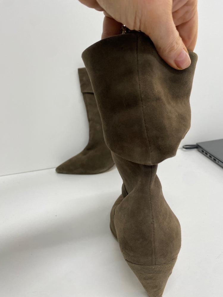 Fabulous H&M Suede mid calf Boots UK6 Khaki LT002