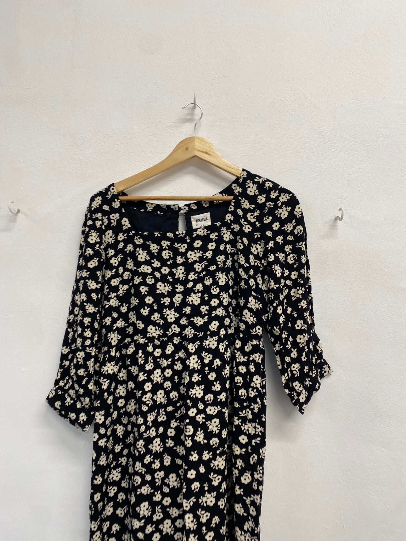 Fabulous Joanie Midi Dress UK 12 Black beige floral PT503