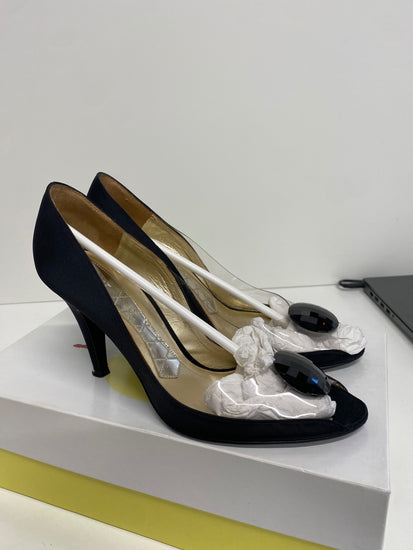 Fabulous Magrit black peep toe party Heels UK6 Black KF221