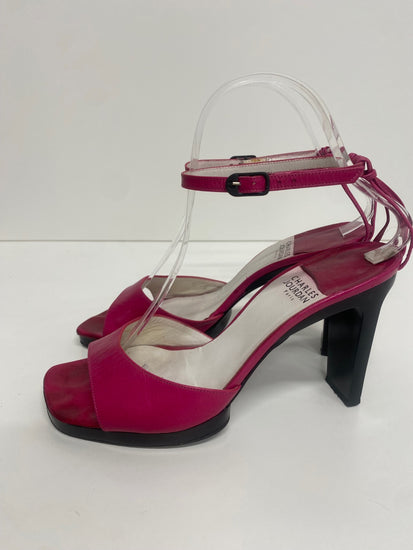 Fabulous Charles Jourdan leather ankle strap Sandals UK5 Fuschia Pink KF221