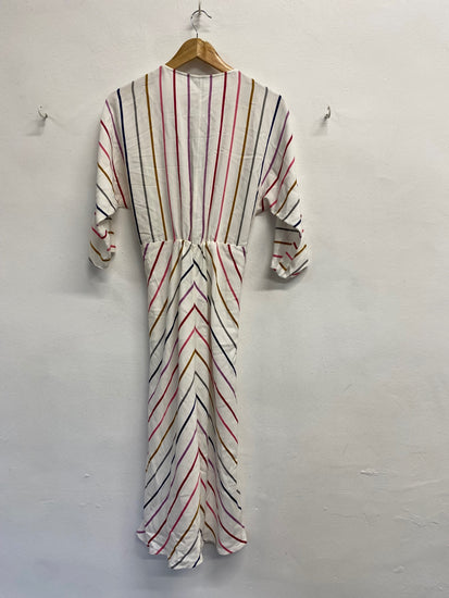 Fabulous Oliver Bonas Midi day Dress UK 8 Multicolor striped KF221