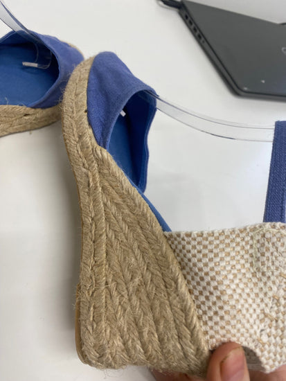 Fabulous Calzados Picon espadrille Wedge Sandals UK5 Blue & Beige KF221