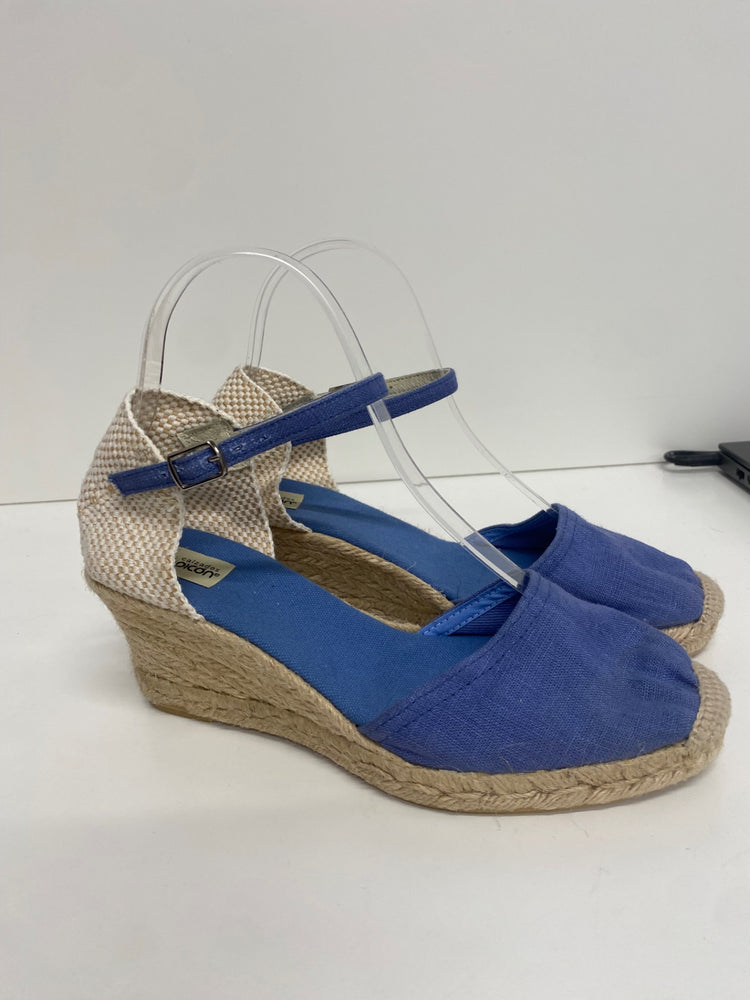 Fabulous Calzados Picon espadrille Wedge Sandals UK5 Blue & Beige KF221