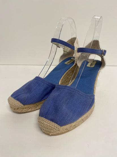 Fabulous Calzados Picon espadrille Wedge Sandals UK5 Blue & Beige KF221
