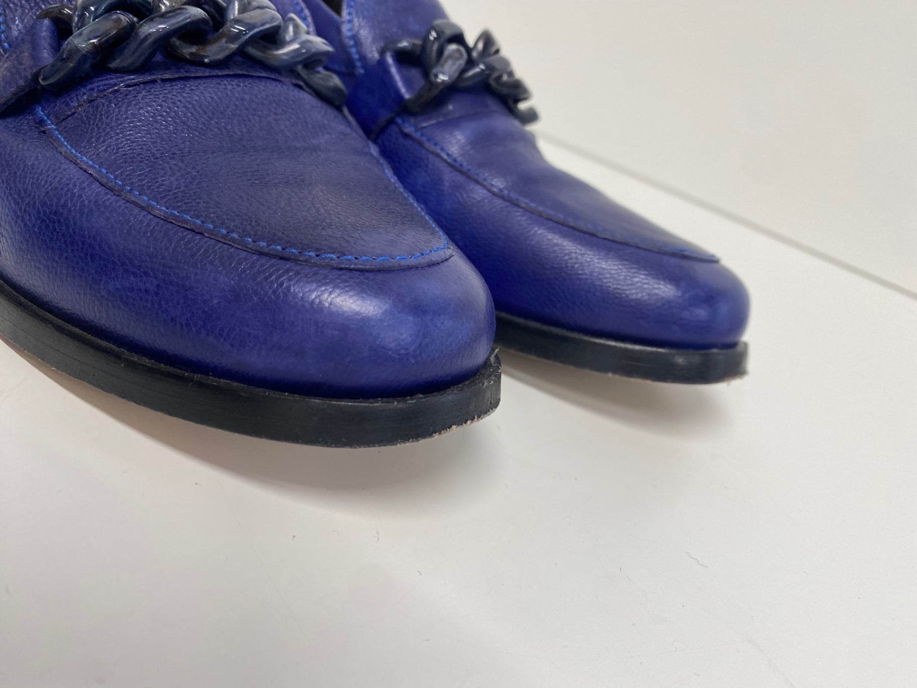 Fabulous Paul Smith Cora Leather Loafers UK5 Blue Chain KF001