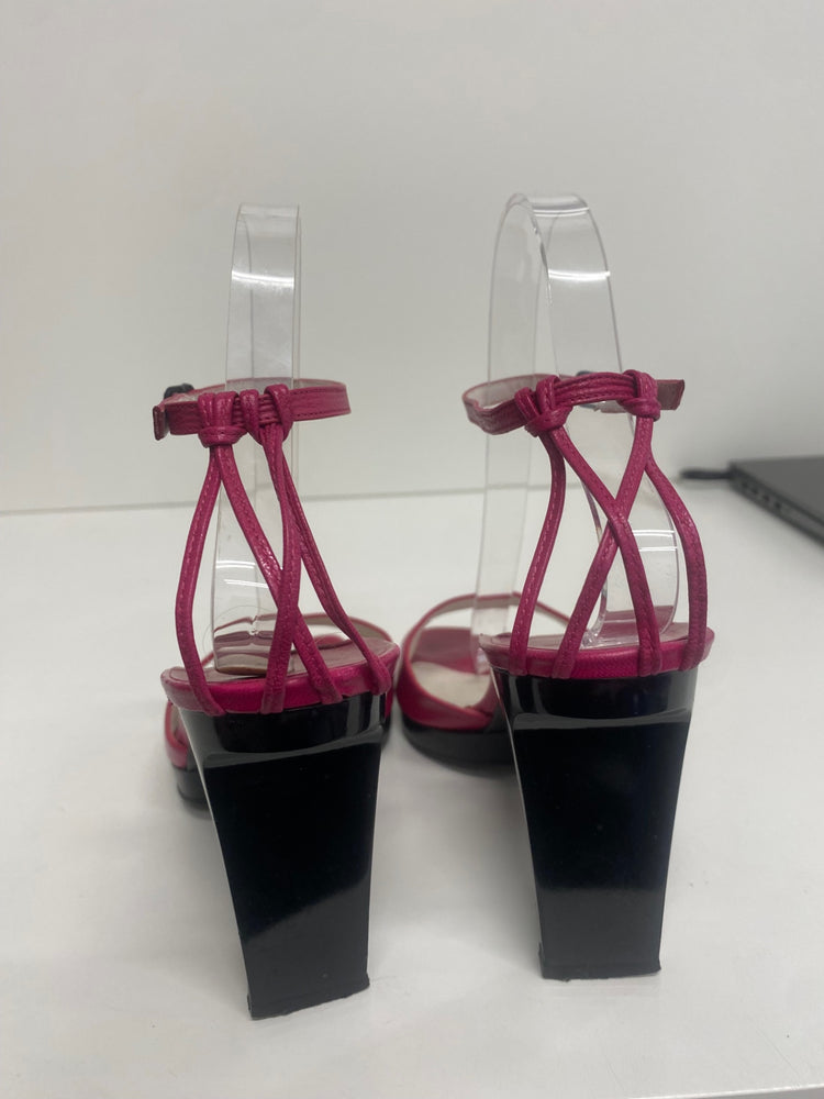 Fabulous Charles Jourdan leather ankle strap Sandals UK5 Fuschia Pink KF221