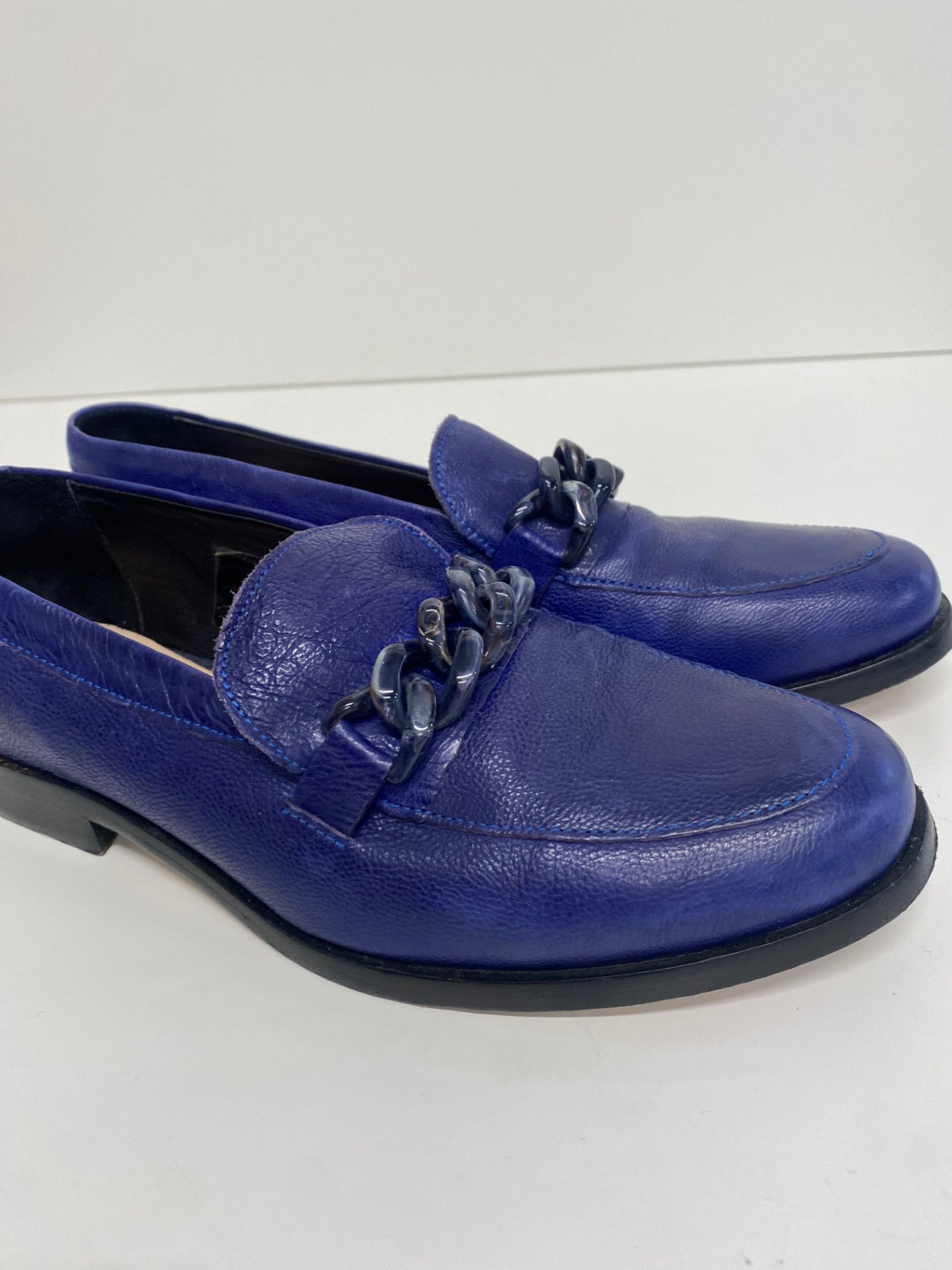 Fabulous Paul Smith Cora Leather Loafers UK5 Blue Chain KF001